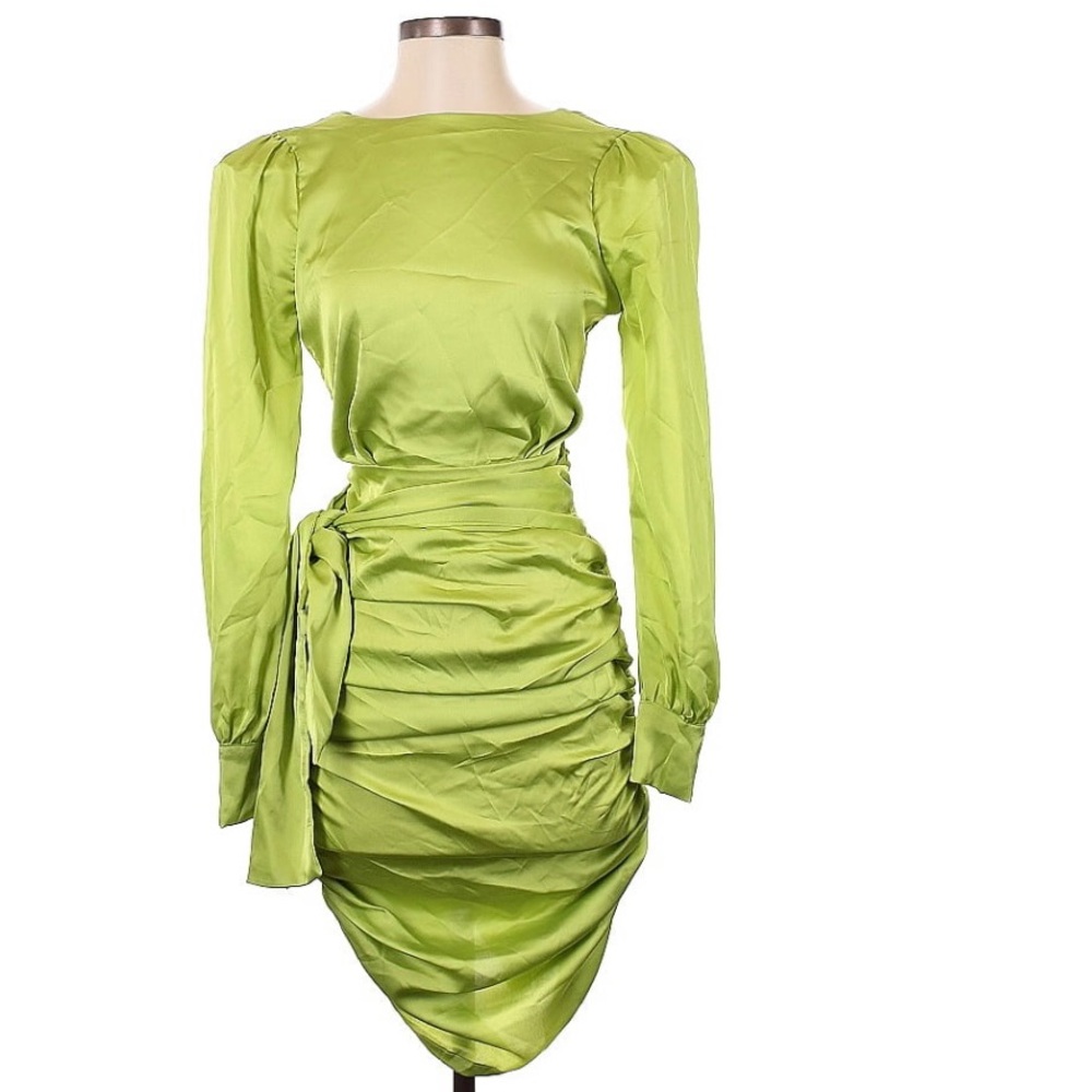 Unbranded cocktail backless lime green dress